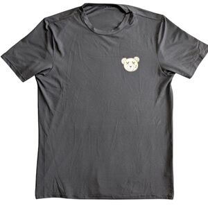 Men's Casual Black Graffic TEDDY BEAR LOGO Short Sleeve T-shirt Size L